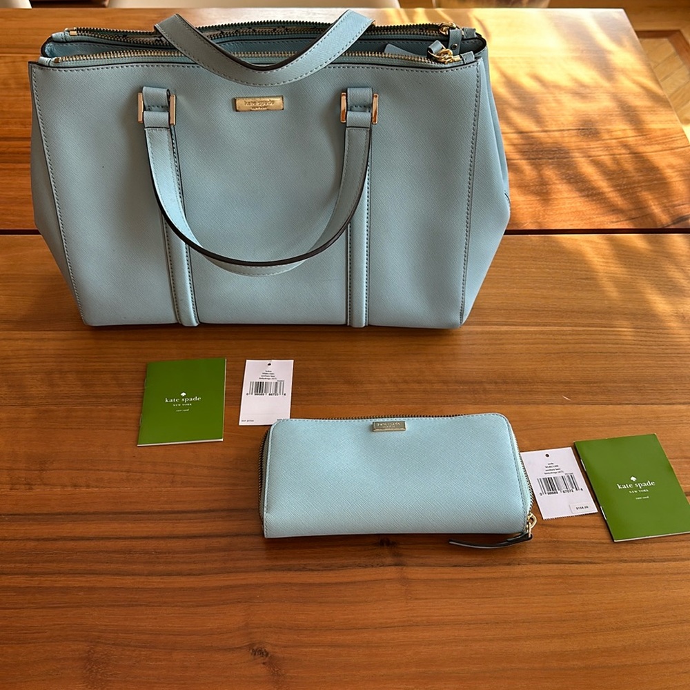Tiffany blue Kate Spade purse and wallet set